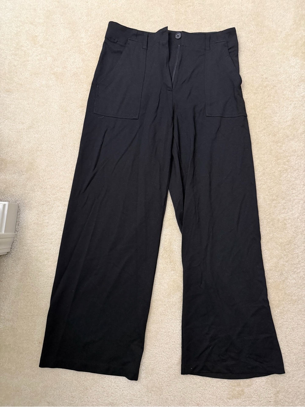 Max Studio Black Wide-Leg Front Patch Pocket Pants
